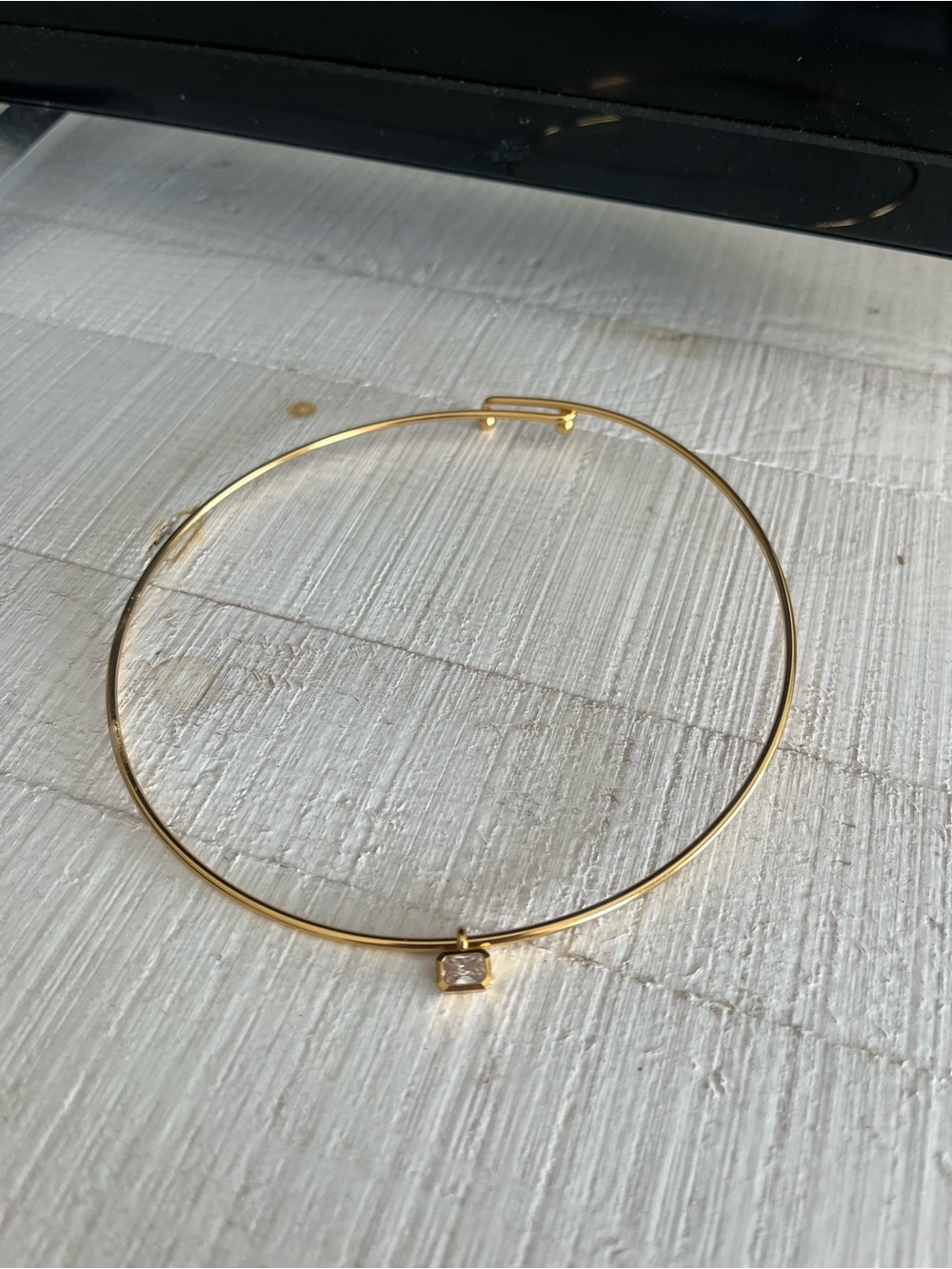 Madewell Gold Choker Necklace with Square Clear Stone